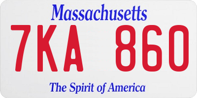 MA license plate 7KA860