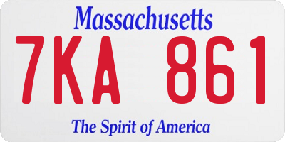 MA license plate 7KA861
