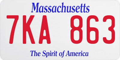 MA license plate 7KA863
