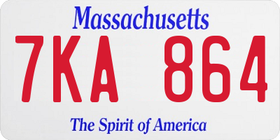 MA license plate 7KA864