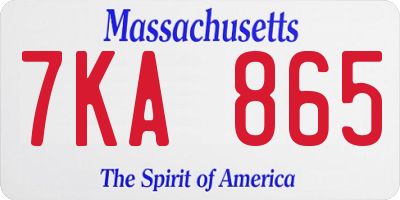 MA license plate 7KA865