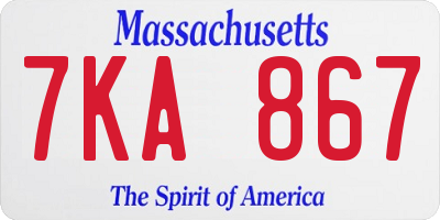 MA license plate 7KA867