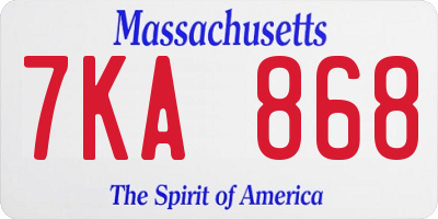 MA license plate 7KA868