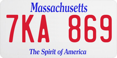 MA license plate 7KA869
