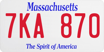 MA license plate 7KA870