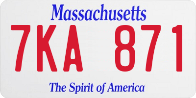 MA license plate 7KA871