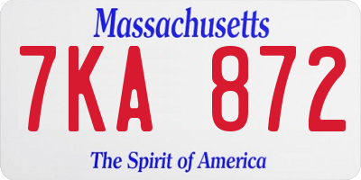 MA license plate 7KA872