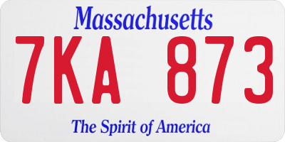 MA license plate 7KA873