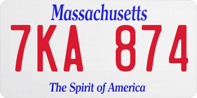 MA license plate 7KA874