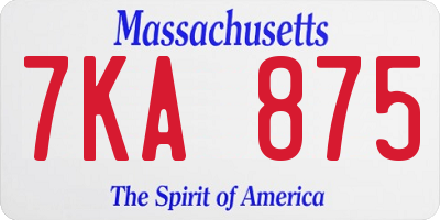 MA license plate 7KA875