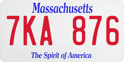MA license plate 7KA876
