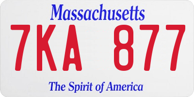 MA license plate 7KA877