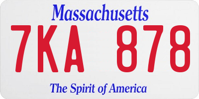 MA license plate 7KA878