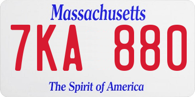 MA license plate 7KA880