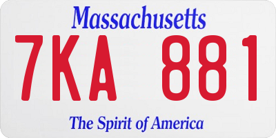 MA license plate 7KA881
