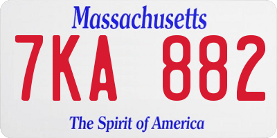 MA license plate 7KA882