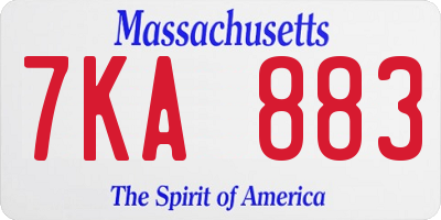 MA license plate 7KA883