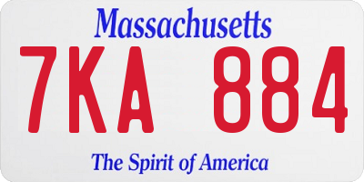MA license plate 7KA884