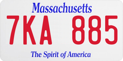 MA license plate 7KA885