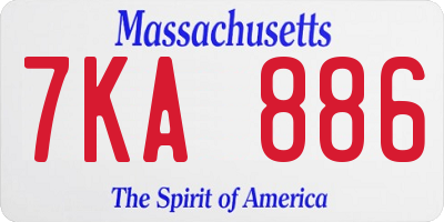 MA license plate 7KA886