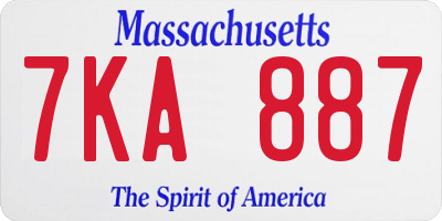 MA license plate 7KA887