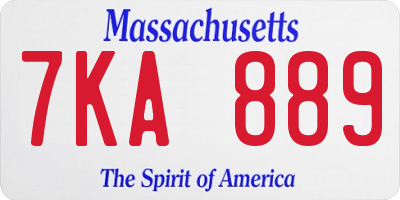 MA license plate 7KA889