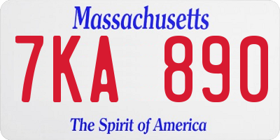 MA license plate 7KA890