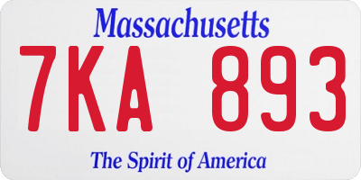 MA license plate 7KA893