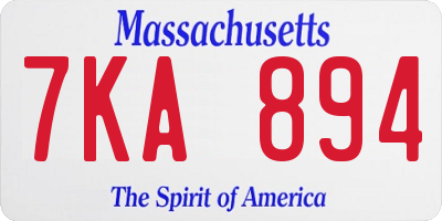 MA license plate 7KA894