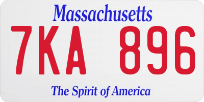 MA license plate 7KA896