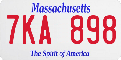 MA license plate 7KA898