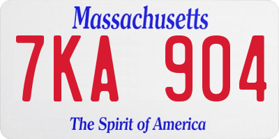 MA license plate 7KA904
