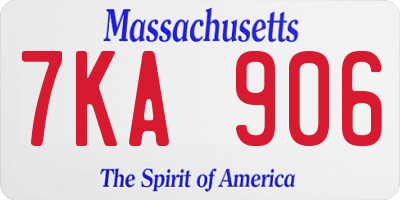 MA license plate 7KA906