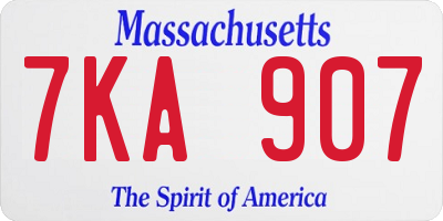 MA license plate 7KA907