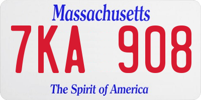 MA license plate 7KA908