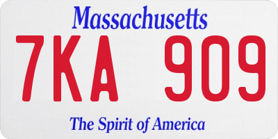 MA license plate 7KA909