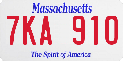 MA license plate 7KA910