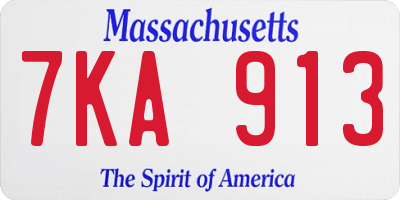 MA license plate 7KA913