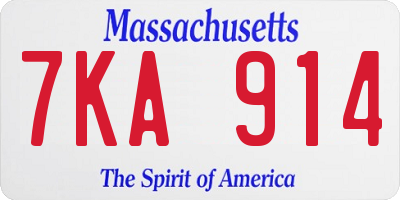 MA license plate 7KA914