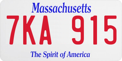 MA license plate 7KA915