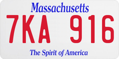 MA license plate 7KA916