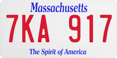 MA license plate 7KA917