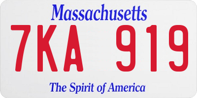 MA license plate 7KA919
