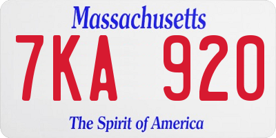 MA license plate 7KA920