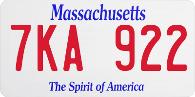MA license plate 7KA922