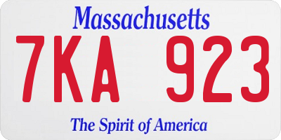 MA license plate 7KA923