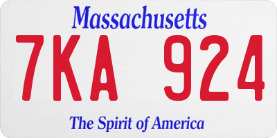 MA license plate 7KA924