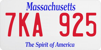 MA license plate 7KA925
