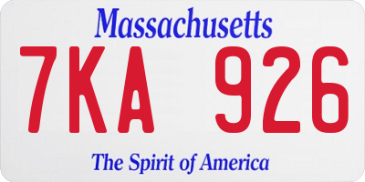 MA license plate 7KA926