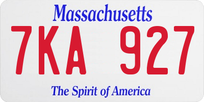 MA license plate 7KA927